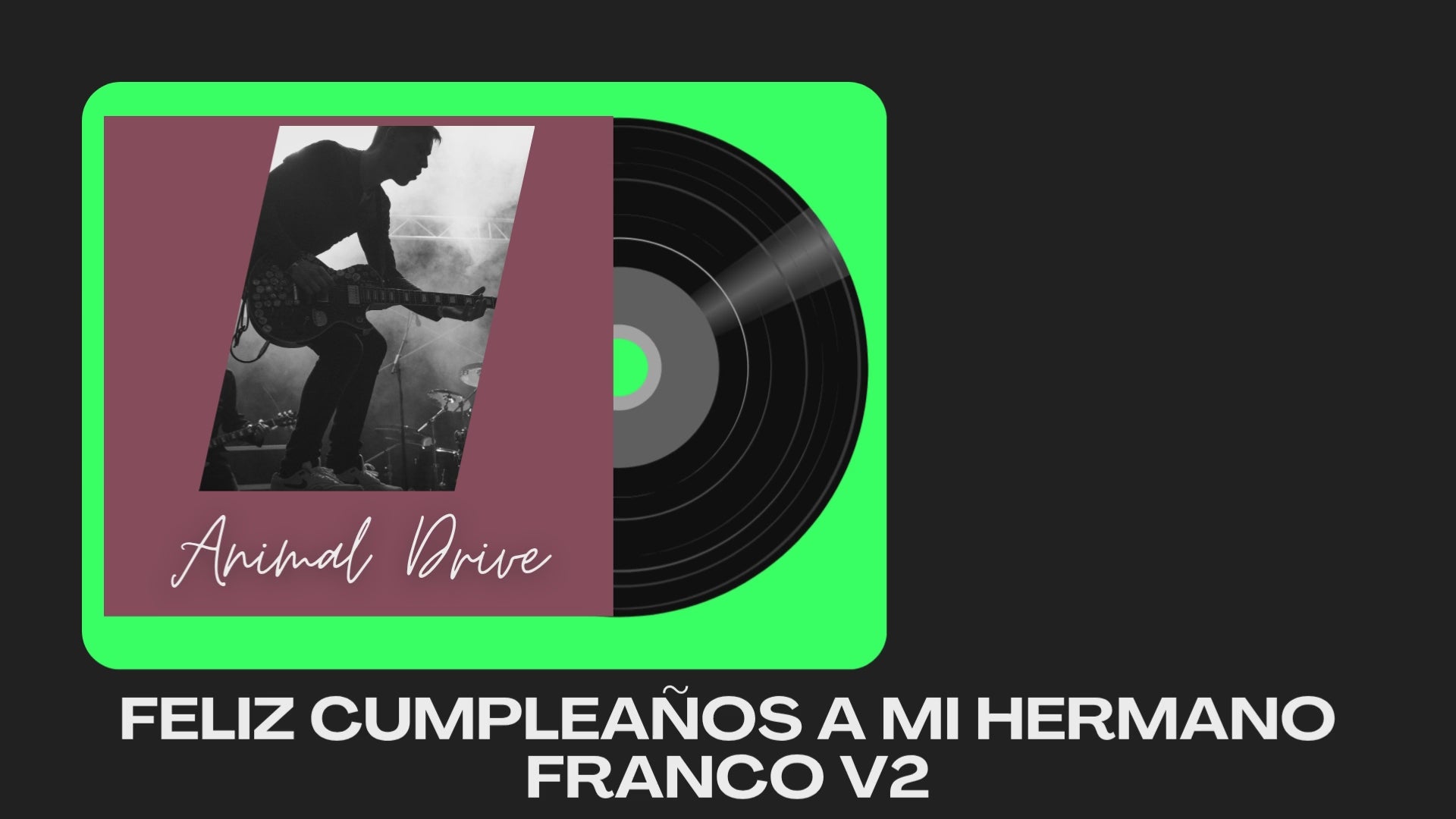 Cargar video: Esta canción es una versión a la canción anterior🎧 Lo que escuchas aquí son ejemplos de trabajos realizados por nuestro equipo.
Cada composición que creamos en Animal Drive es única y se desarrolla a partir de la información y emociones que tú nos compartes.
Tu canción será totalmente personalizada según tus indicaciones. 💫